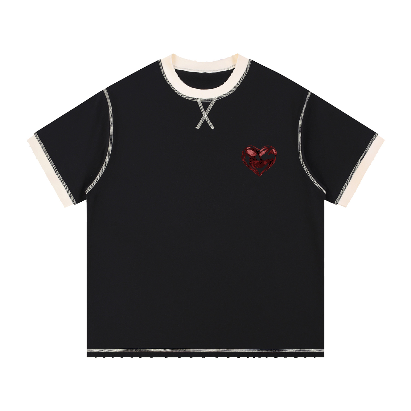 I LOVE JESUS CONTRAST-STITCHED TSHIRT